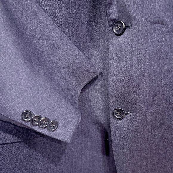 Michael Kors Wool Sharkskin 2 Pc Suit Black Mens 44L Jacket Flat Front Pants - Picture 4 of 14